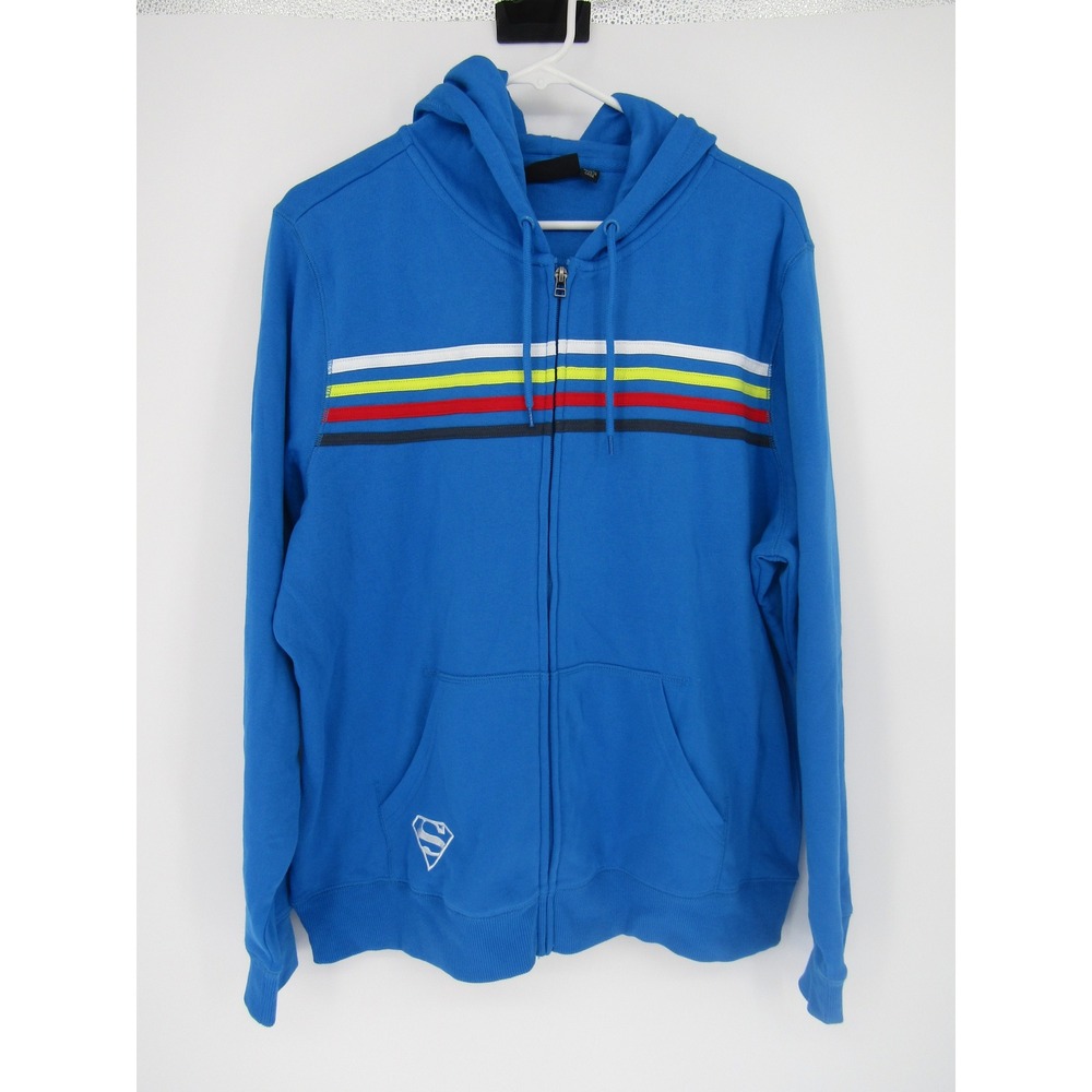 Warner Bros Superman Zip Up Hoodie Mens 2XL Blue Graphic DC Comics Studio Tour